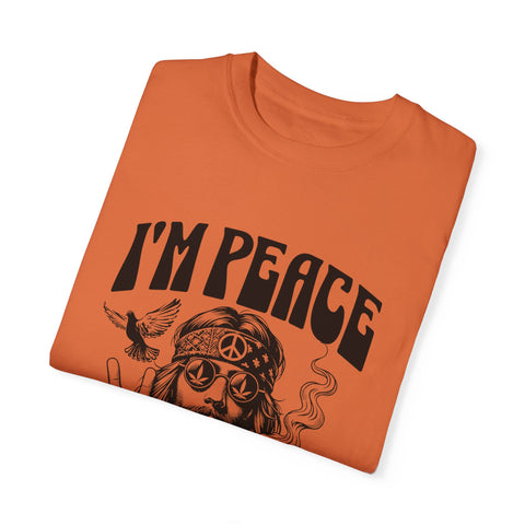 Unisex Garment-Dyed Peace T-Shirt - Vintage Style for Calm Living