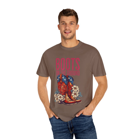 Vintage Western Boots Graphic T-Shirt - "Boots on the Ground"