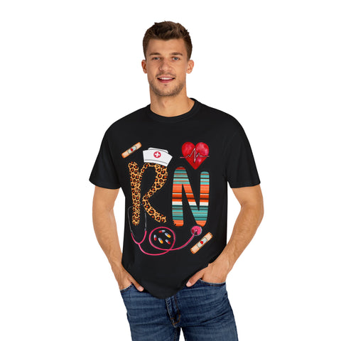 RN Nurse Graphic T-Shirt - Cute Leopard Print Design for Healthcare Workers