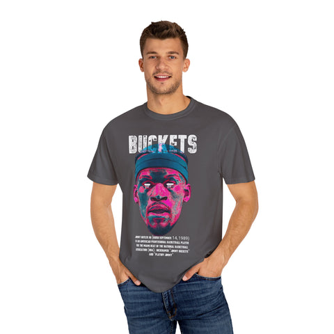 Unisex Garment-Dyed T-Shirt - Retro Sports Graphic "BUCKETS"