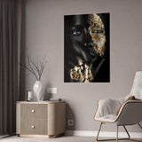 Elegant Gloss Art Poster - Black and Gold Face Design