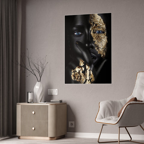 Elegant Gloss Art Poster - Black and Gold Face Design
