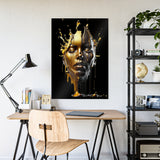 Glossy Art Poster - Golden Melting Woman Face - Modern Wall Decor