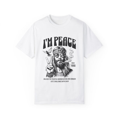 Unisex Garment-Dyed Peace T-Shirt - Vintage Style for Calm Living