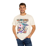 Nursing Heart T-Shirt - Unisex Garment-Dyed Tee for Healthcare Workers