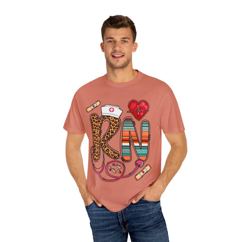 RN Nurse Graphic T-Shirt - Cute Leopard Print Design for Healthcare Workers