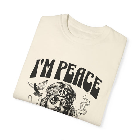 Unisex Garment-Dyed Peace T-Shirt - Vintage Style for Calm Living