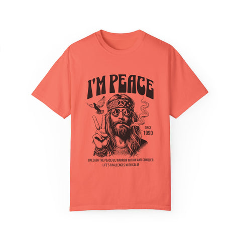 Unisex Garment-Dyed Peace T-Shirt - Vintage Style for Calm Living