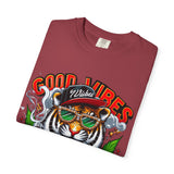 Good Vibes Tiger Graphic T-Shirt - Unisex Garment-Dyed Tee for Relaxed Summer Style