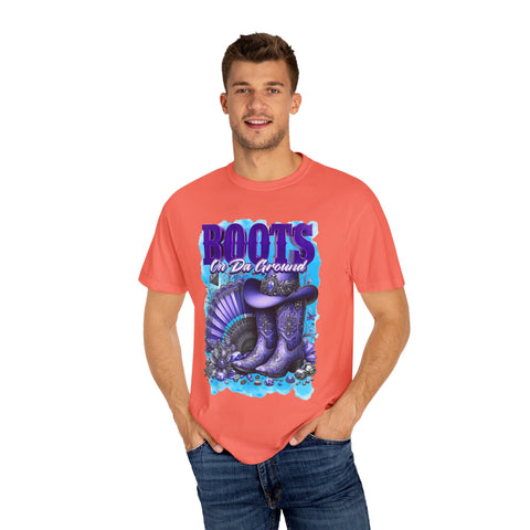 Unisex Garment-Dyed T-Shirt - "Boots On Da Ground" Graphic Tee
