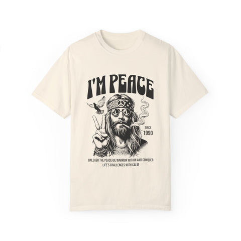 Unisex Garment-Dyed Peace T-Shirt - Vintage Style for Calm Living