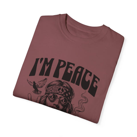 Unisex Garment-Dyed Peace T-Shirt - Vintage Style for Calm Living