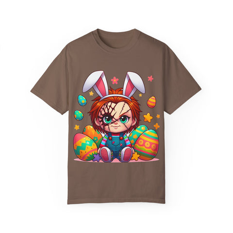 Cute Chucky Easter T-Shirt - Unisex Garment-Dyed Tee for Horror Fans