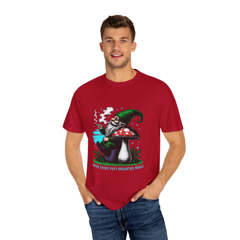 Magic Gnome T-shirt - Where Every Puff Unearths Magic | Unisex Garment-Dyed Tee for Nature Lovers