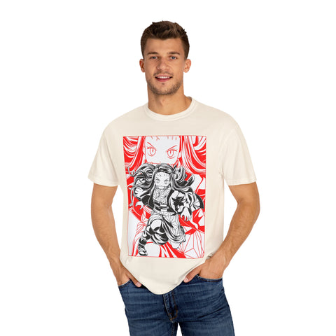 Anime-Inspired Unisex Garment-Dyed T-Shirt - Bold Character Design
