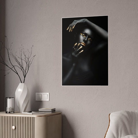 Elegant Gloss Poster | Black and Gold Art Print for Modern Home Decor