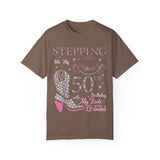 50th Birthday T-Shirt - Stepping Into My 50th with My Boots on the Ground