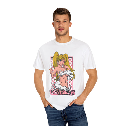 Anime-Inspired Unisex Garment-Dyed T-Shirt - Playful Manga Design