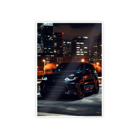 Glossy Automotive Art Poster - Nighttime Urban Scene