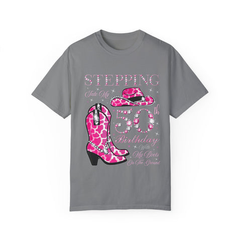 50th Birthday Cowgirl T-Shirt | Unisex Garment-Dyed Tee