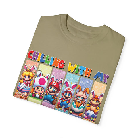 Chilling with My Peeps Unisex Garment-Dyed T-Shirt | Fun Graphic Tee for Friends