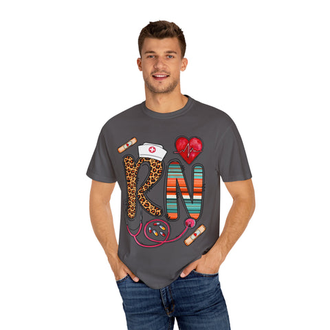 RN Nurse Graphic T-Shirt - Cute Leopard Print Design for Healthcare Workers