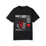 Heart Flower Unisex Garment-Dyed T-shirt - Symbol of Love and Strength