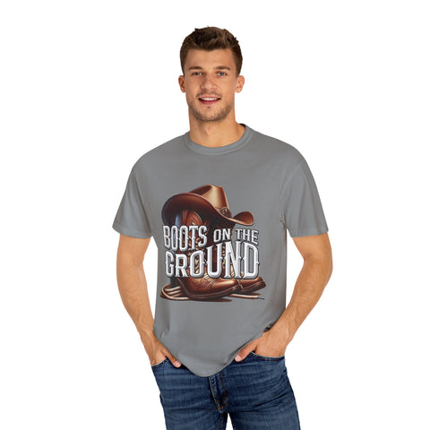 Unisex Garment-Dyed T-Shirt - 'Boots on the Ground' Country Lifestyle Tee