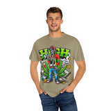 High Vibe Unisex Garment-Dyed T-Shirt - Skull & Cannabis Design