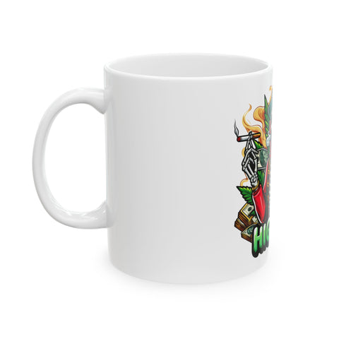 High AF Skeleton Ceramic Mug - 11oz & 15oz | Unique Gift for Smokers & Chill Lovers
