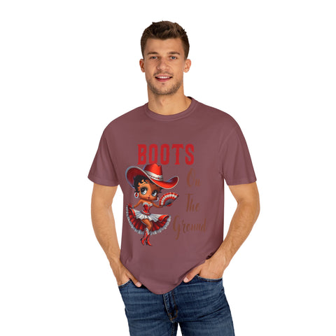 Boots On The Ground Unisex Garment-Dyed T-Shirt - Fun Western Style Tee for Festival Season