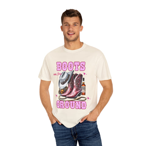 Unisex Garment-Dyed T-shirt - "Boots on the Ground" Country Vibe Tee