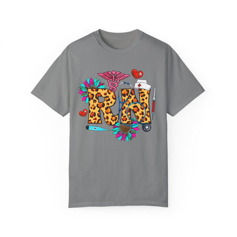 Trendy RN Graphic T-Shirt for Nurses - Garment-Dyed Unisex Tee