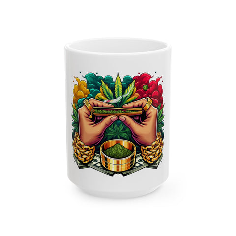 Rolling Hands Cannabis Ceramic Mug - 11oz & 15oz