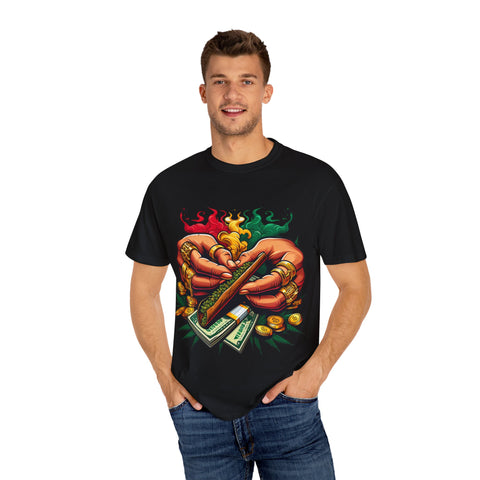 Vibrant Herbal Tees - Unisex Garment-Dyed T-shirt with Hand Rolling Design