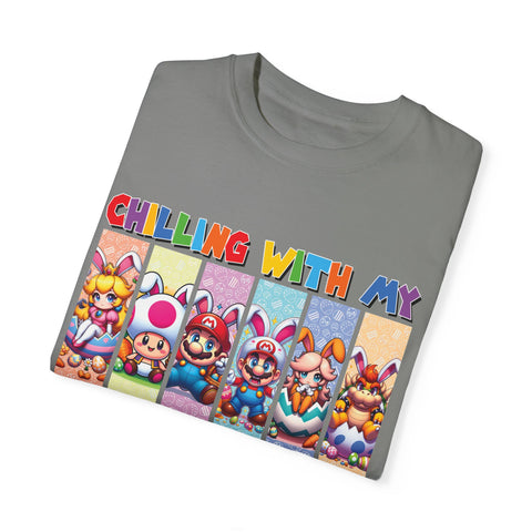 Chilling with My Peeps Unisex Garment-Dyed T-Shirt | Fun Graphic Tee for Friends