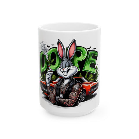Dope Bunny Ceramic Mug - Cool Tattoo Design - Perfect for Coffee Lovers