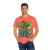 High Vibe Unisex Garment-Dyed T-Shirt - Skull & Cannabis Design