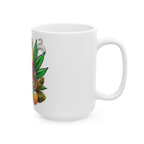 Tattooed Bear Ceramic Mug - Fun 11oz & 15oz Coffee Cup for Cannabis Lovers
