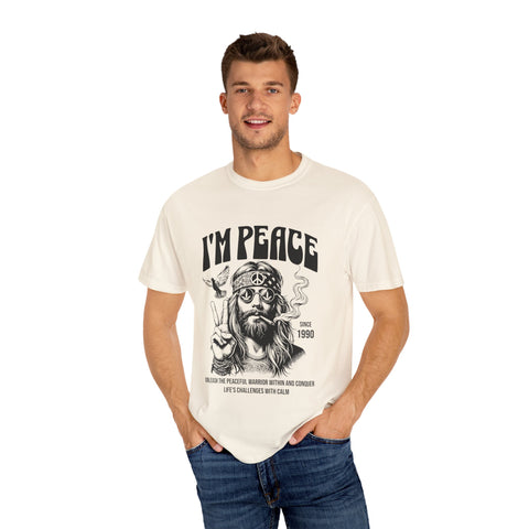 Unisex Garment-Dyed Peace T-Shirt - Vintage Style for Calm Living
