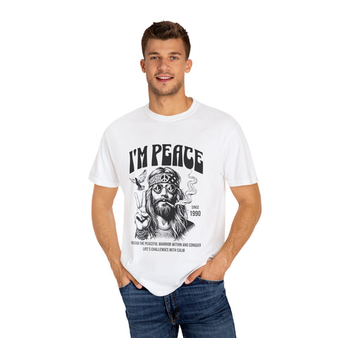 Unisex Garment-Dyed Peace T-Shirt - Vintage Style for Calm Living