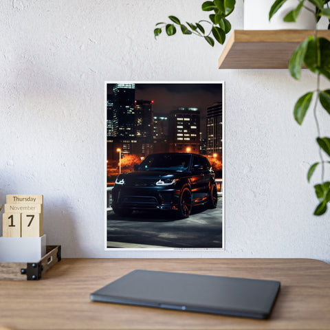 Glossy Automotive Art Poster - Nighttime Urban Scene