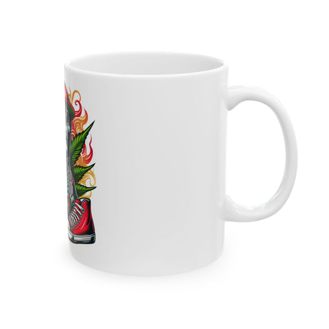 Cool Skeleton Weed Ceramic Mug - Stylish 11oz & 15oz Coffee Cup for Stoners