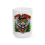 Good Vibes Tiger Ceramic Mug - 11oz & 15oz, Perfect for Coffee Lovers