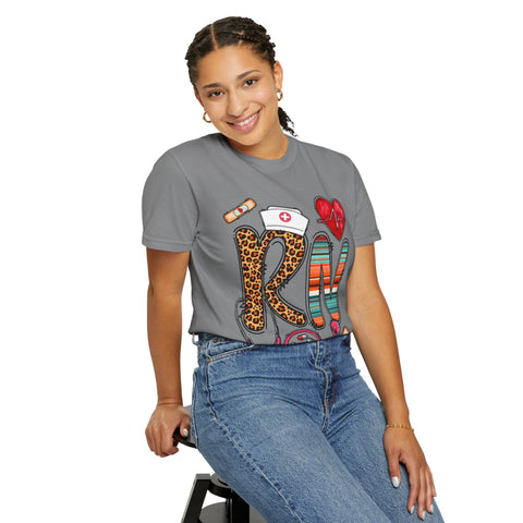 RN Nurse Graphic T-Shirt - Cute Leopard Print Design for Healthcare Workers