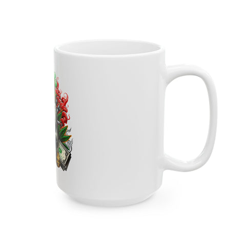 Skull & Cannabis Ceramic Mug | 11oz & 15oz | Perfect for Smokers & Alternative Lifestyle