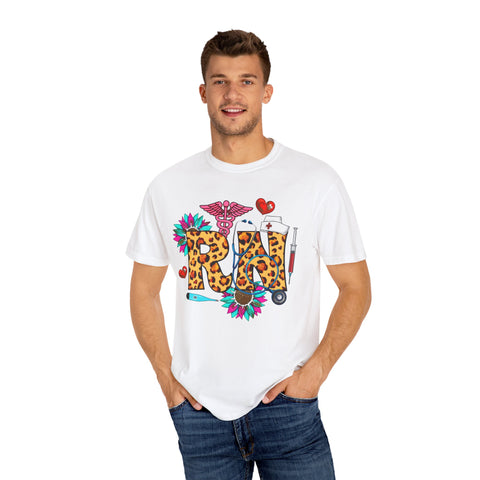 Trendy RN Graphic T-Shirt for Nurses - Garment-Dyed Unisex Tee