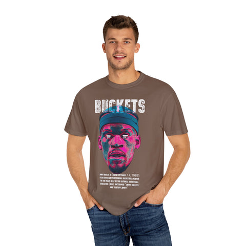 Unisex Garment-Dyed T-Shirt - Retro Sports Graphic "BUCKETS"
