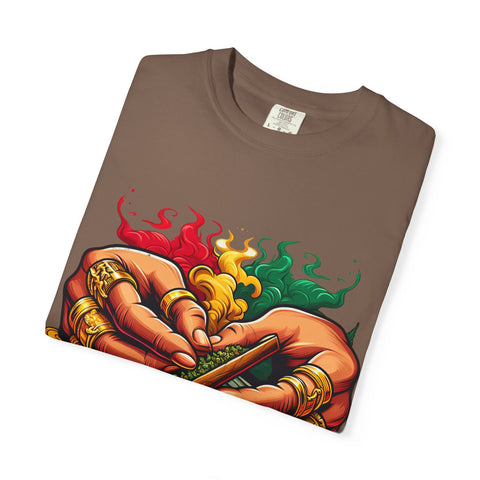 Vibrant Herbal Tees - Unisex Garment-Dyed T-shirt with Hand Rolling Design