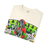 High Vibe Unisex Garment-Dyed T-Shirt - Skull & Cannabis Design